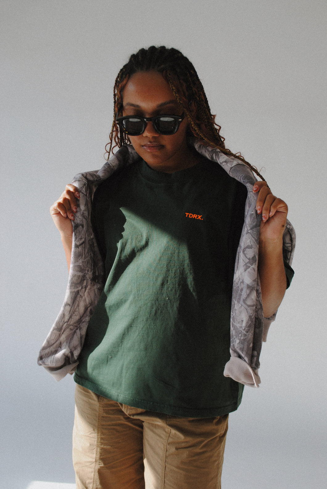 TDRX. Logo Tee in Green/Neon Orange