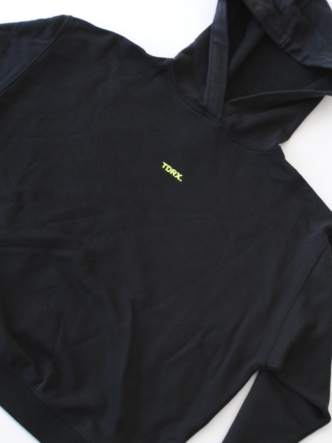 TDRX. Logo Hoodie in Black/Neon Yellow
