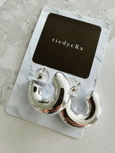 Load image into Gallery viewer, Flight’s Booked Silver Hoop Earrings
